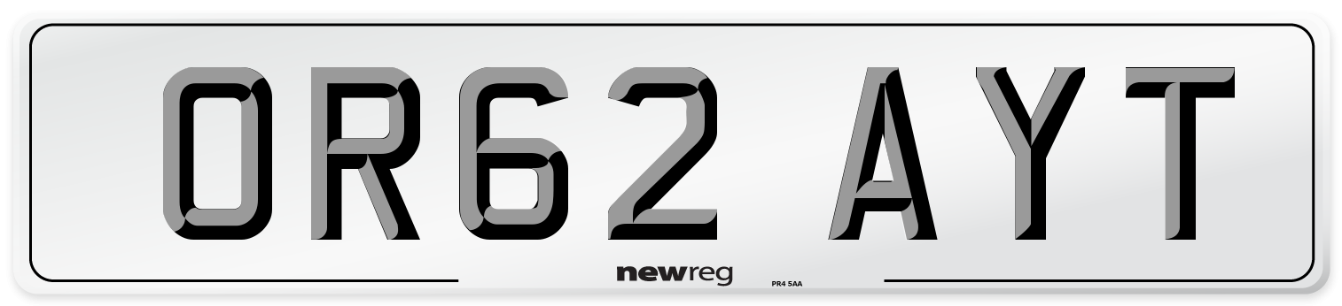 OR62 AYT Number Plate from New Reg